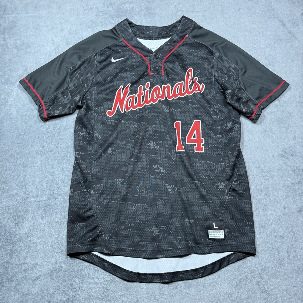 Nike Washington Nationals #14 Jersey Black Camo MLB Baseball Mens L Team Issue
